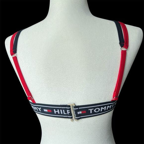 Tommy Hilfiger Swim sz S SMALL Logo Double Strap Adjustable Triangle Sport - Picture 3 of 9